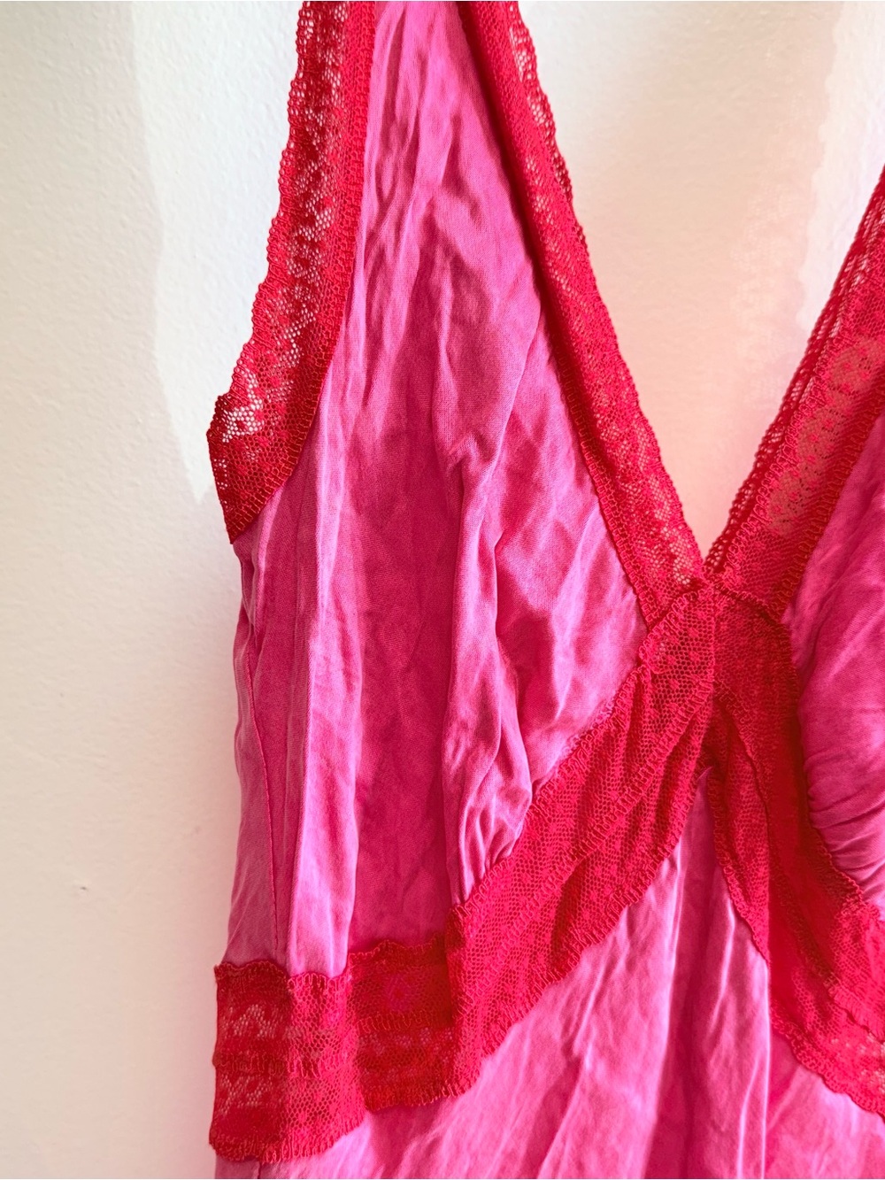 VRG Girl Meet Me On The Dance Floor Bias Cut Slip Maxi Dress Small Pink Red - Picture 10 of 15